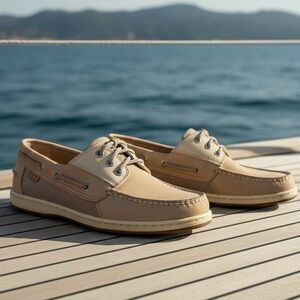 Men’s Sperry Top Slider Tan Leather Loafers Shoes Size 8